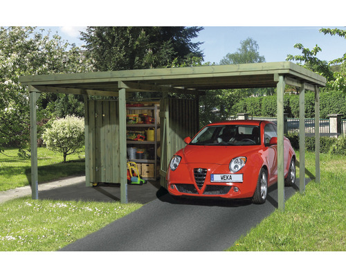 Enkele carport weka A2 Gr. 1 incl. berging 512x433 cm drukgeïmpregneerd