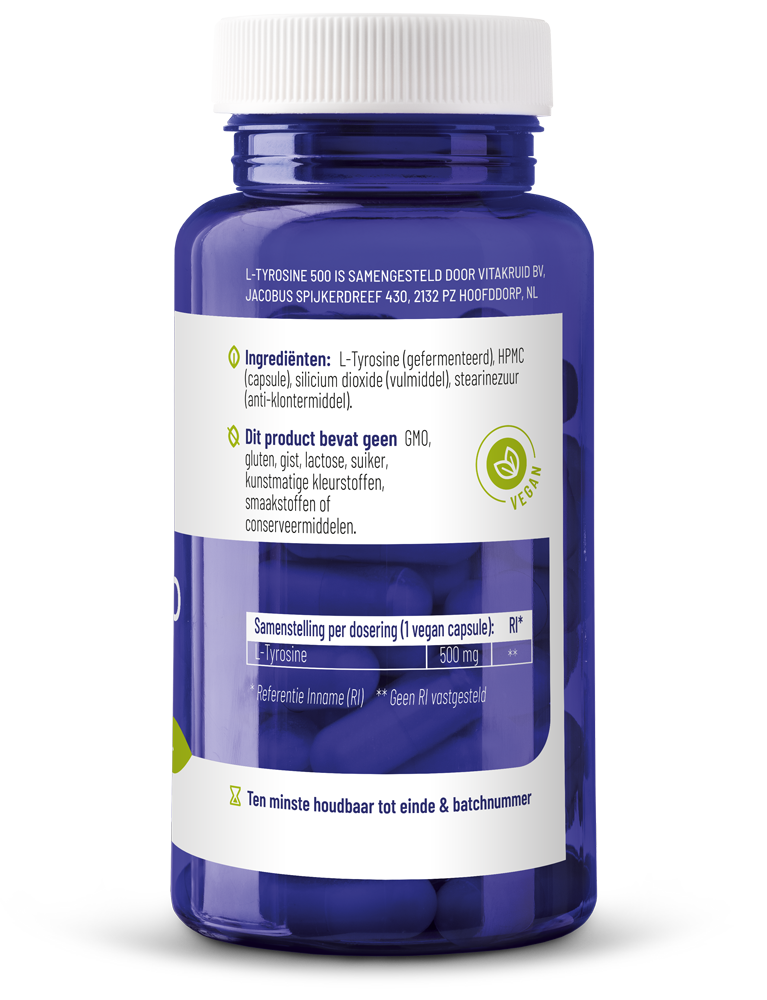 Vitakruid L-Tyrosine 500Mg Uit Fermentatie (60 vega capsules)