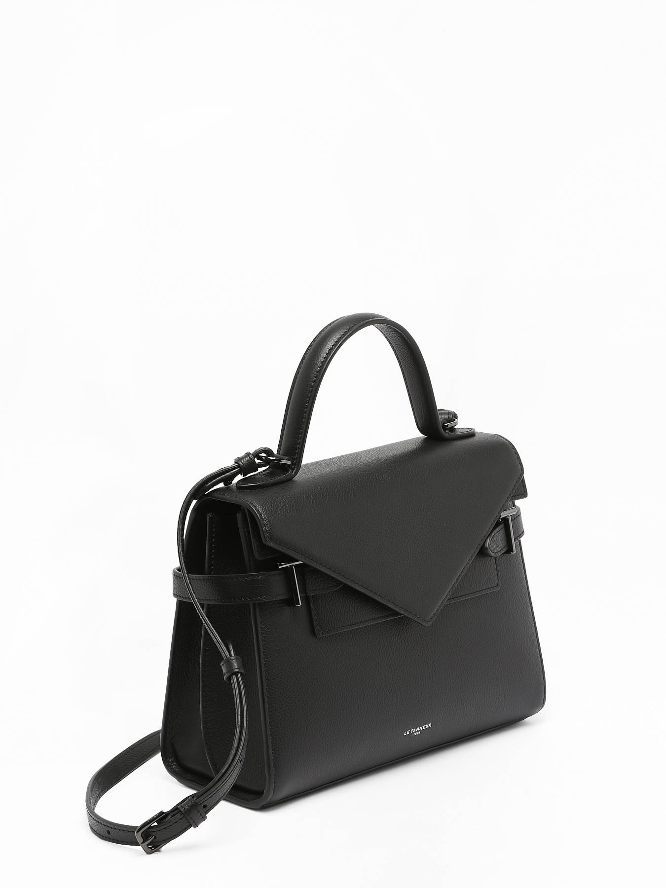 Sac bandoulire M double rabat Emilie cuir grain LE TANNEUR