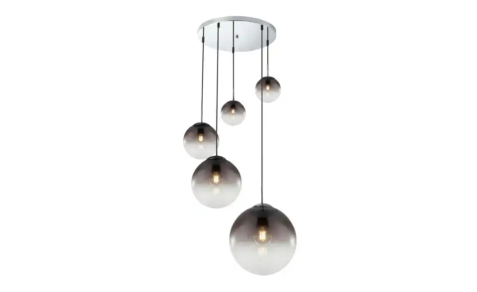 Pendelleuchte 150 cm 5-flammig 65 cm 65 cm Orange, silberfarben