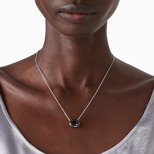 Marc Jacobs The Medallion Pendant Halskæde, Sølv/Sort, 41 2,5 cm