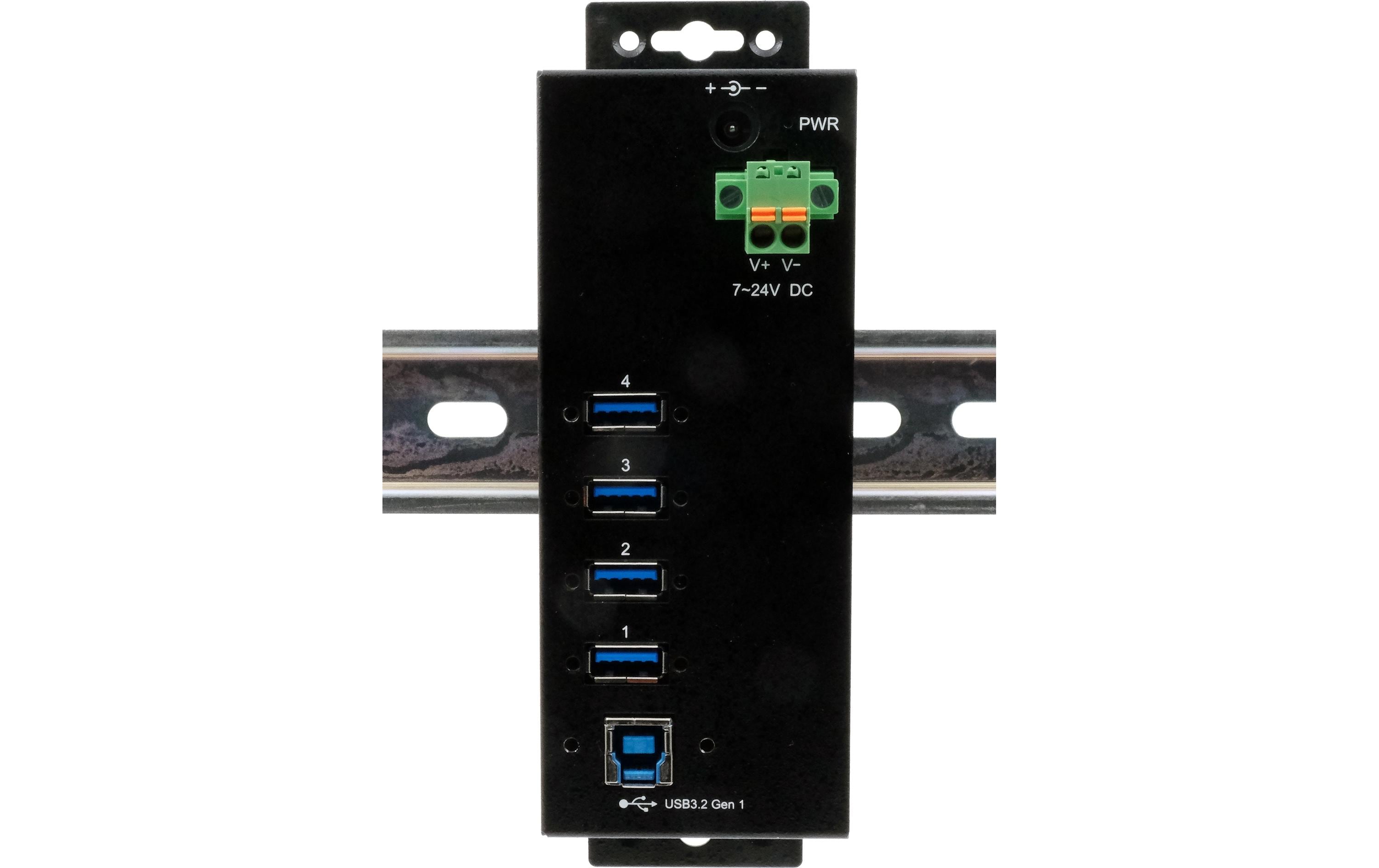 USB-Hub EX-1505HMVS<br>Managed 4-Port USB 3.2 Gen 1 Metall HUB mit 3.0A Strom gleichzeitig an 4 Ports (DIN-Rail)