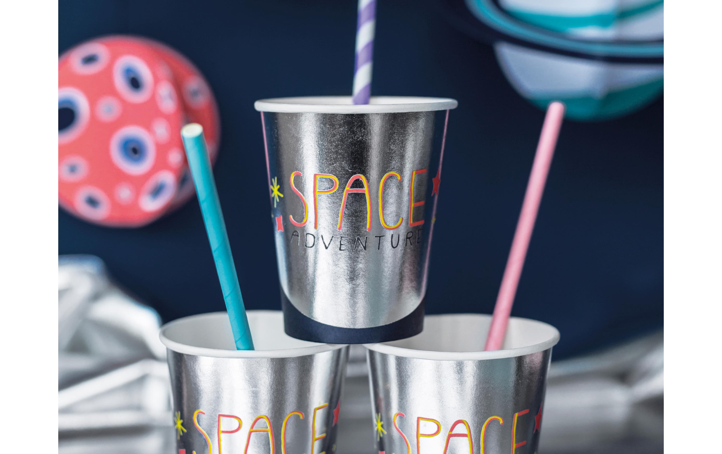 Einwegbecher Kosmos 200 ml, 6 Stück, MehrfarbigPappbecher für Partys