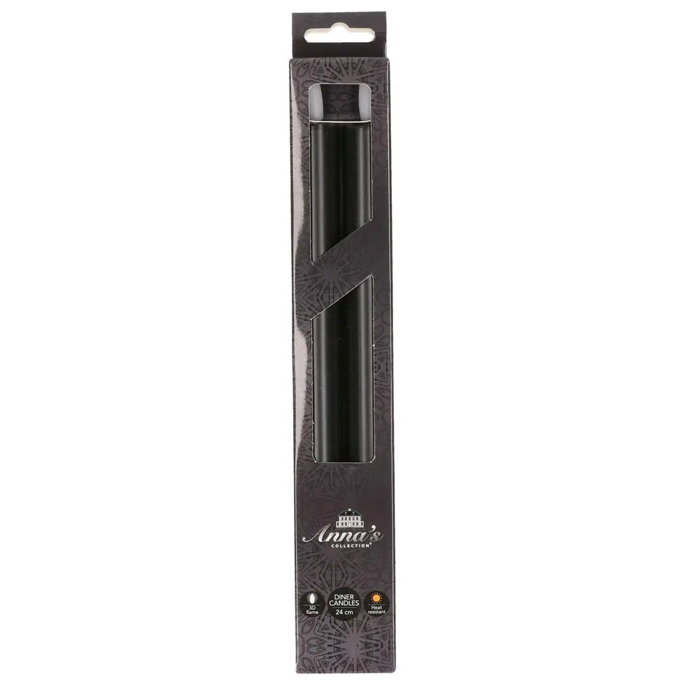 Anna Collection Led dinerkaarsen - 2x st - zwart - 24 cm - 3D lont