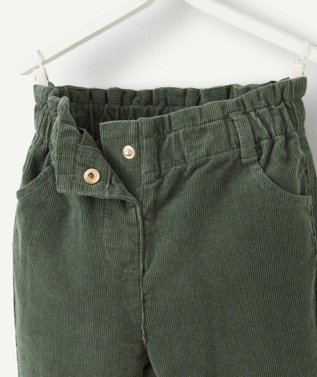 PANTALON RELAX BÉBÉ FILLE EN VELOURS VERT CÔTELÉ