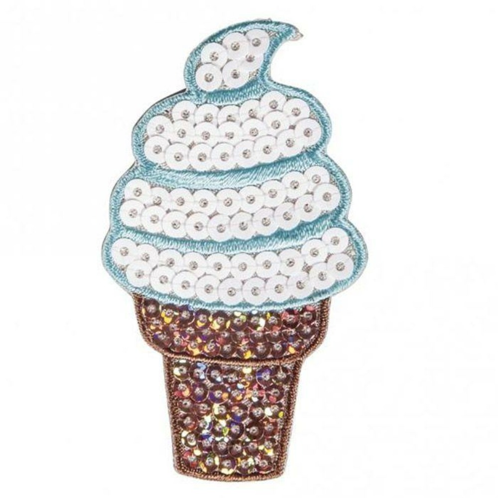 Patch thermocollant avec strass 4 x 6,8 cm - cornet à glace