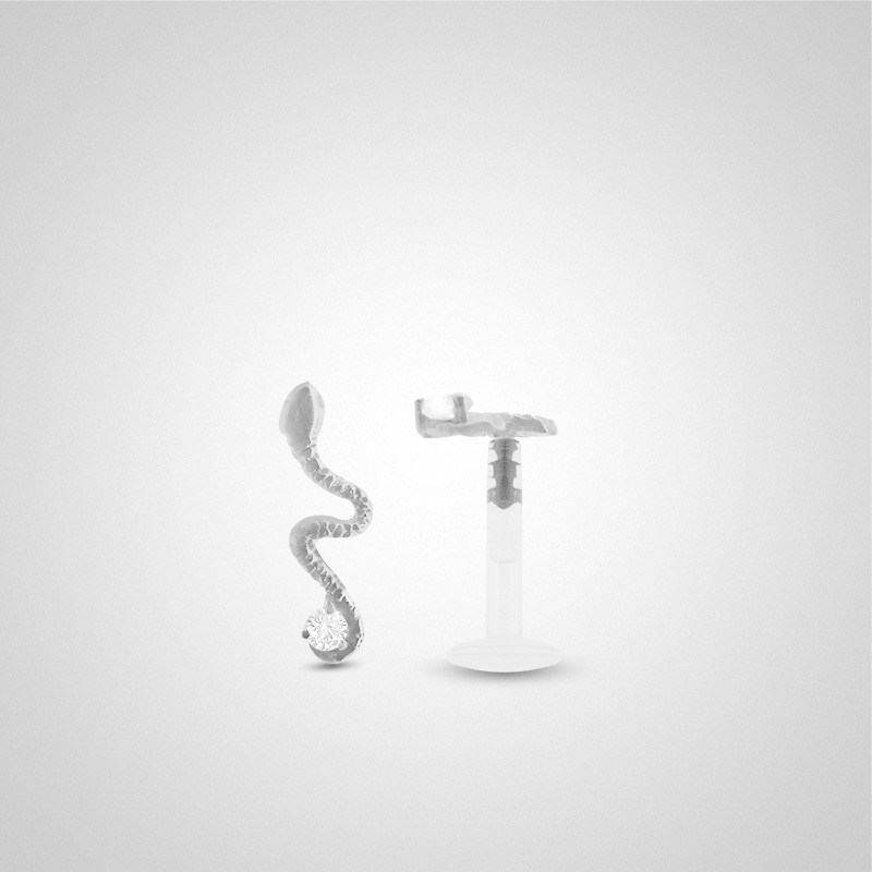 Piercing helix serpent en or blanc