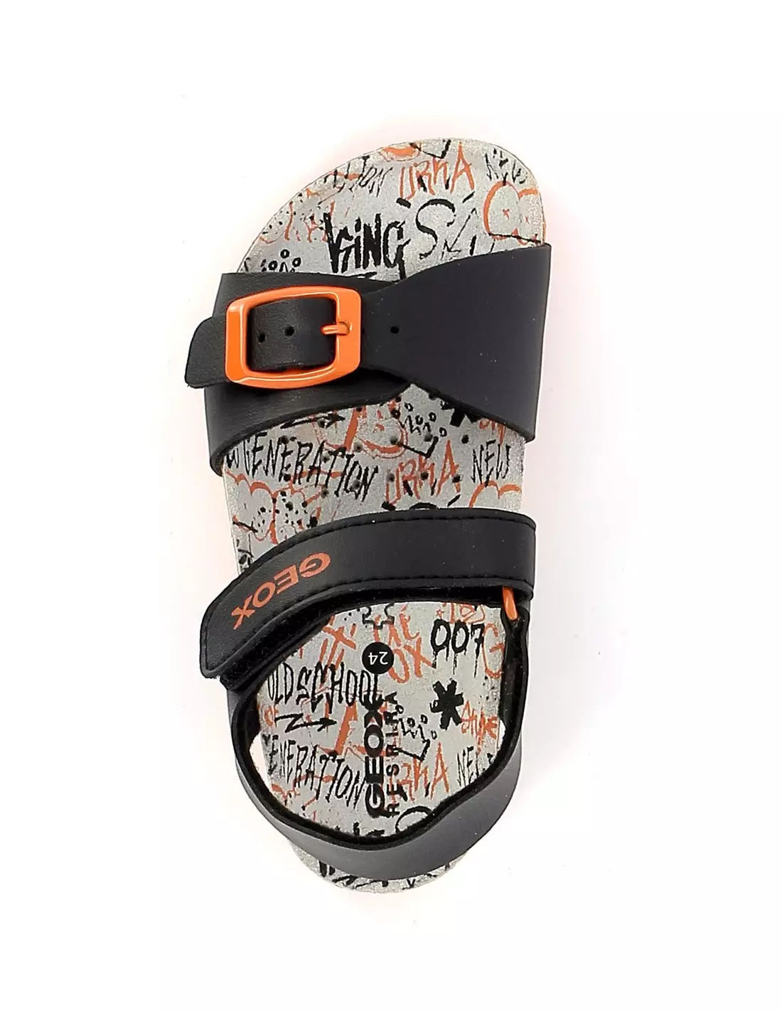 GEOX GHITA - Sandales & nu-pieds BLACK/ORANGE