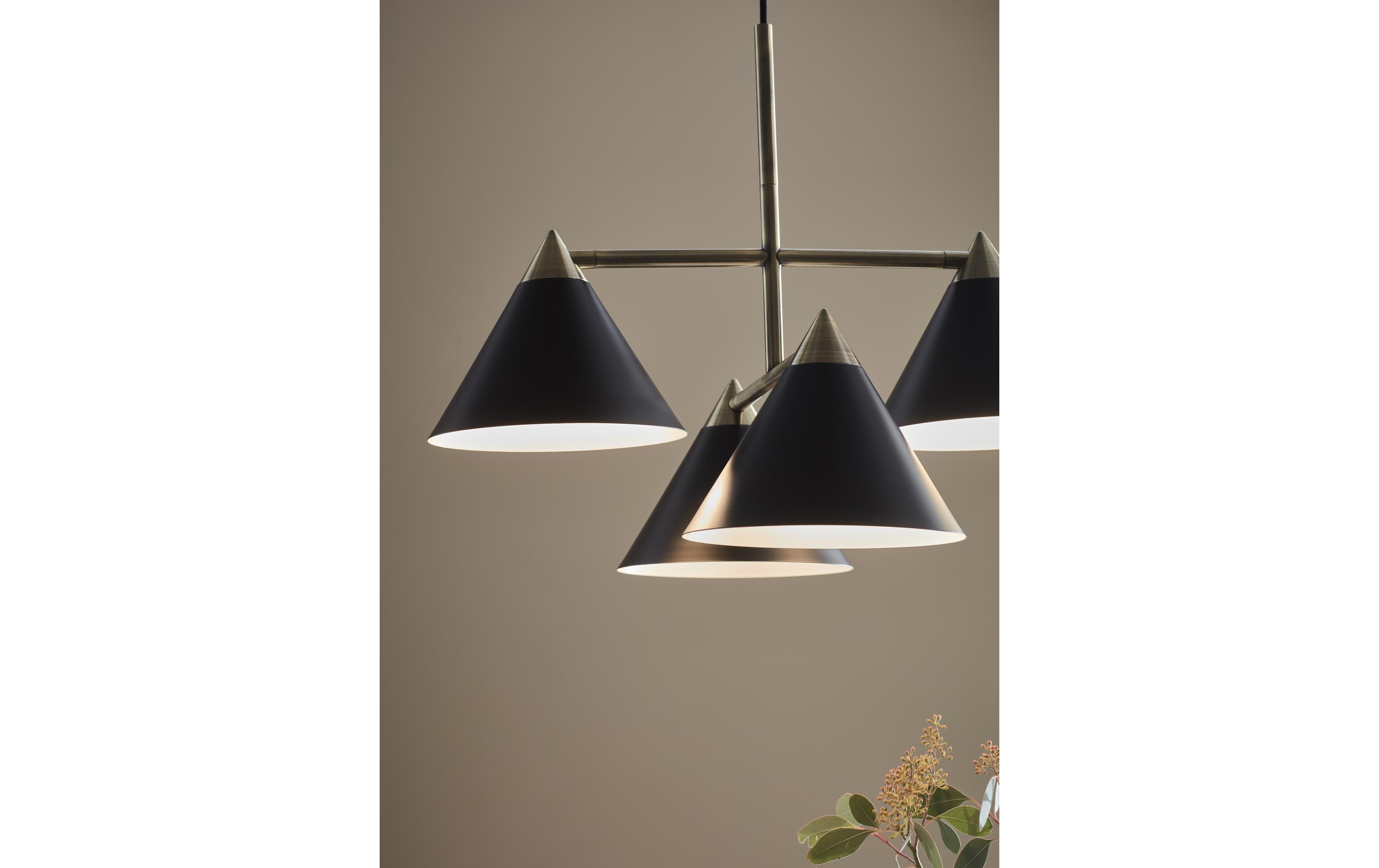 Pendelleuchte Klint, 4 x E14, max. 40W, Schwarz/Antique<br>Hängeleuchte zur Deckenmontage