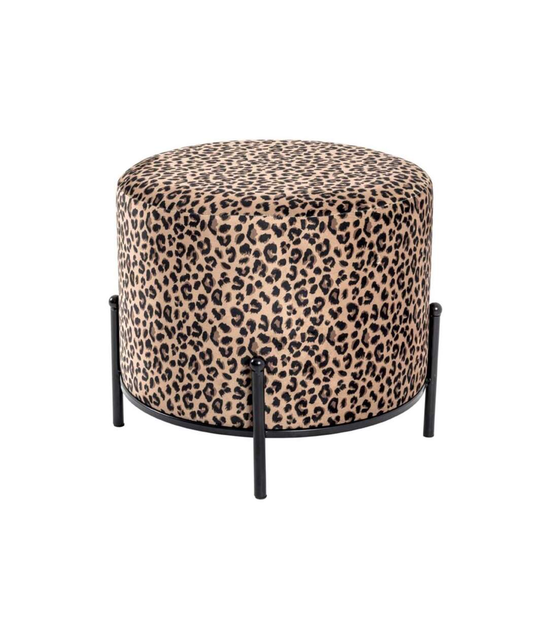 Paris Prix - Tabouret En Velours motif Léopard 35cm Marron