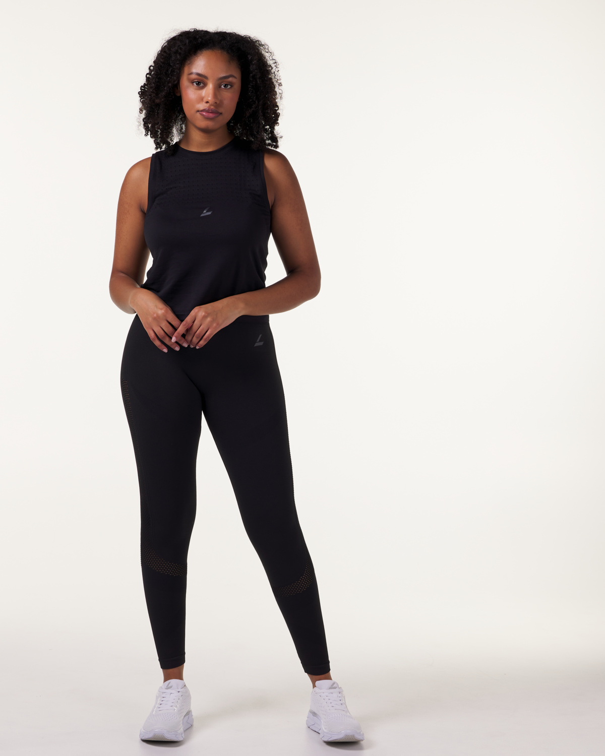 LEVITY Eclipse Mesh Seamless Tights Black Marl