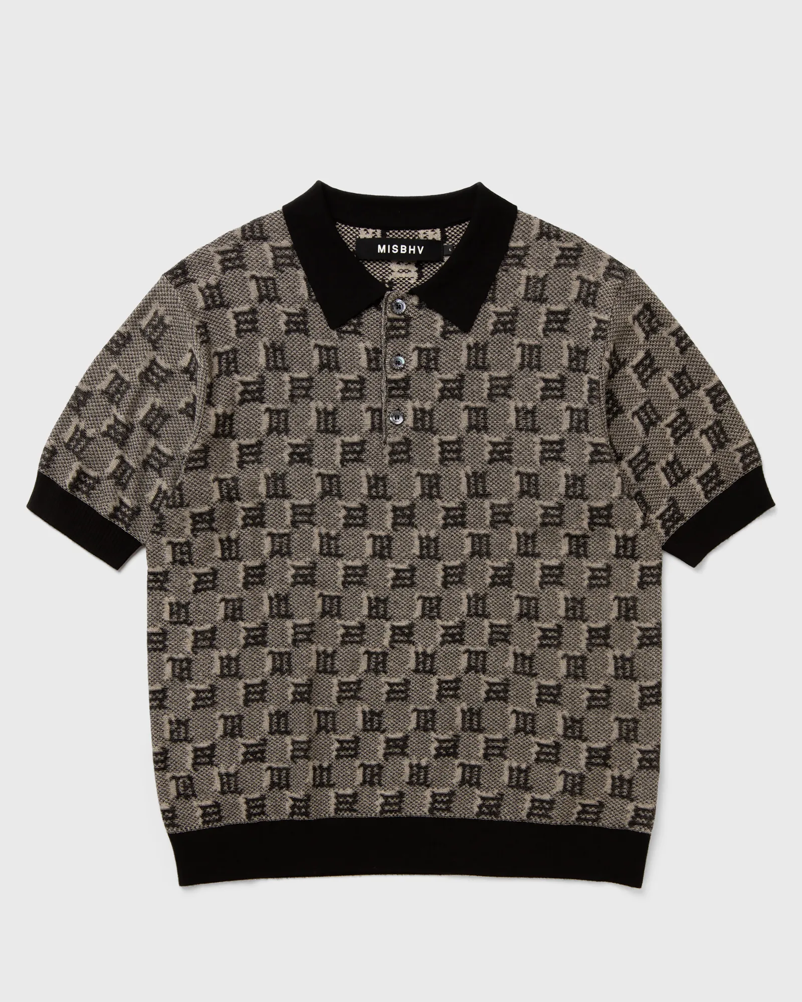 MISBHV SILK WOOL KNITTED MONOGRAM POLO TEE