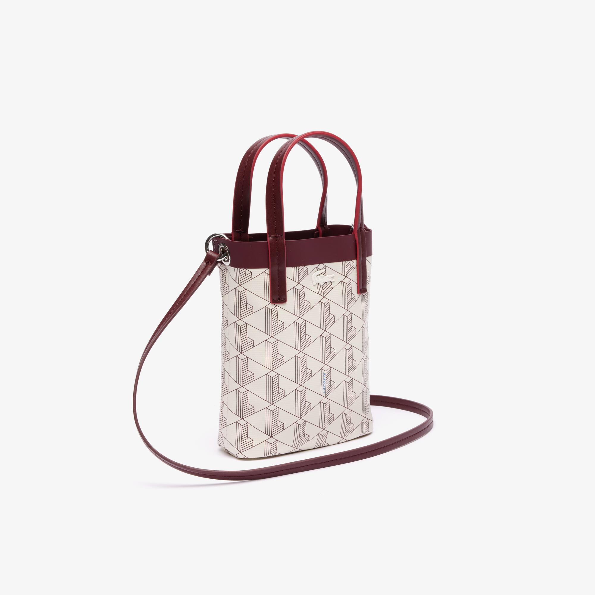 Mini sac cabas avec monogramme en toile enduite Sacs à main & Cabas - Blanc - Lacoste - Femme