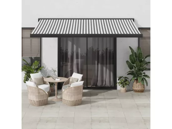 Auvent rétractable anthracite et blanc 4x3 m tissu et aluminium