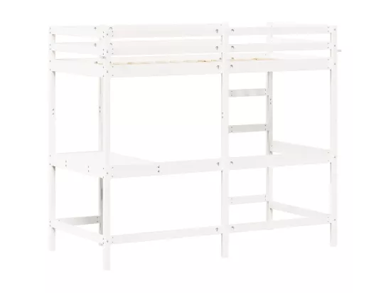 Lit superposé avec bureau blanc 90x190 cm bois de pin massif