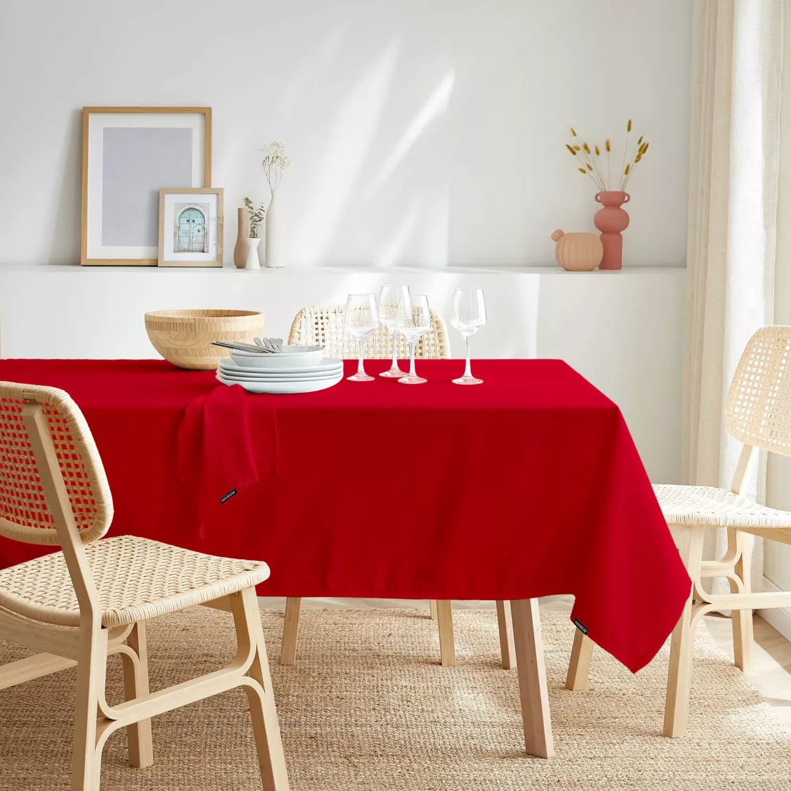 Nappe rectangulaire anti tache (140 x 200 cm) Elise Rouge