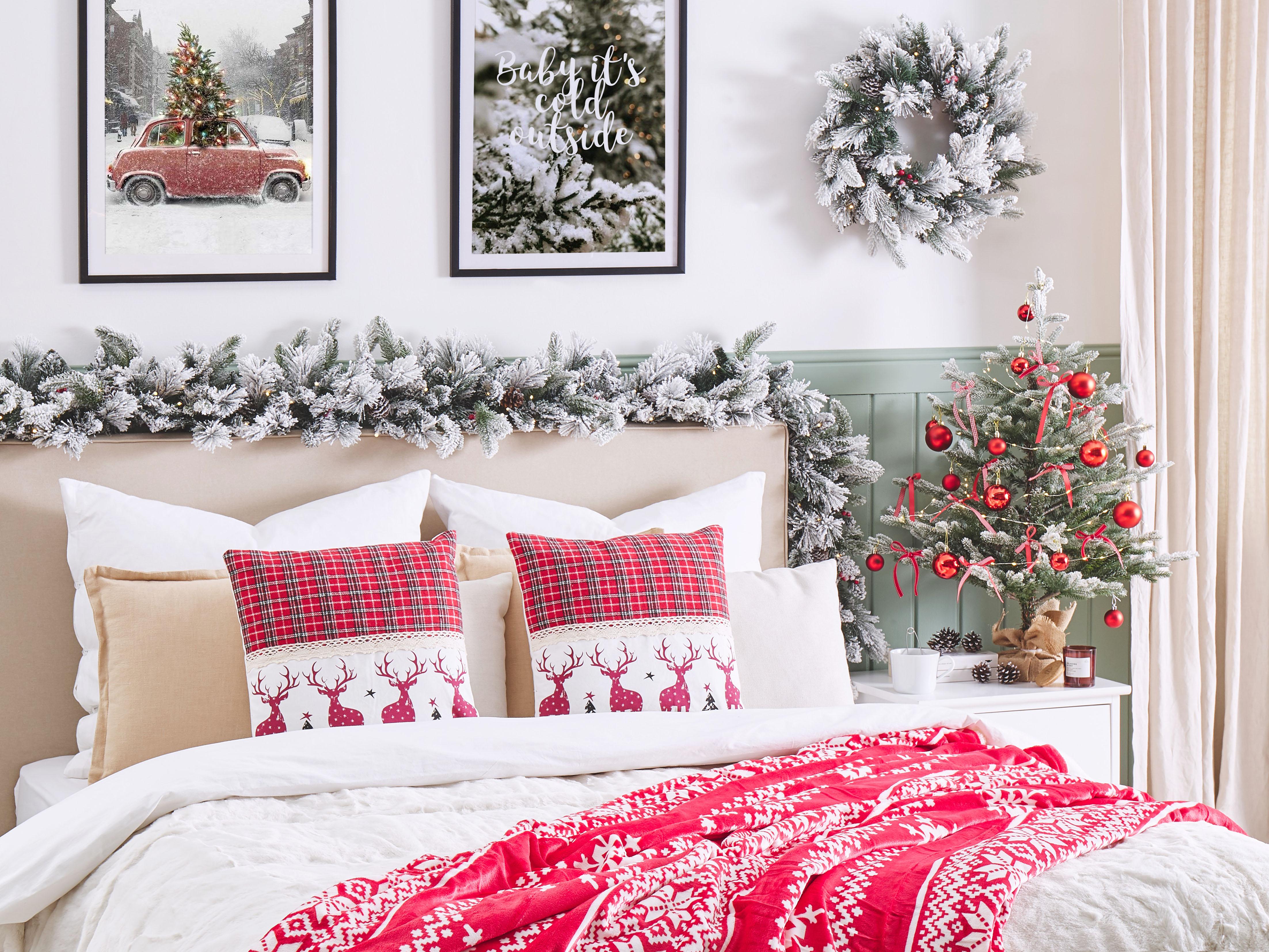 Set van 2 sierkussens ROBBIE 45 x 45 cm Rood kerstmotief
