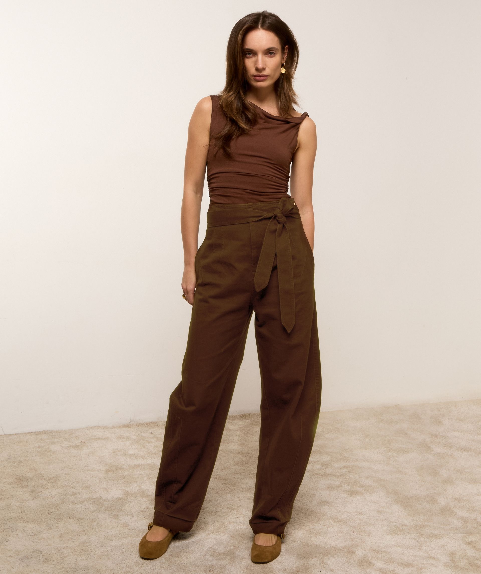 JV-KIAN high rise balloon fit broek - brown