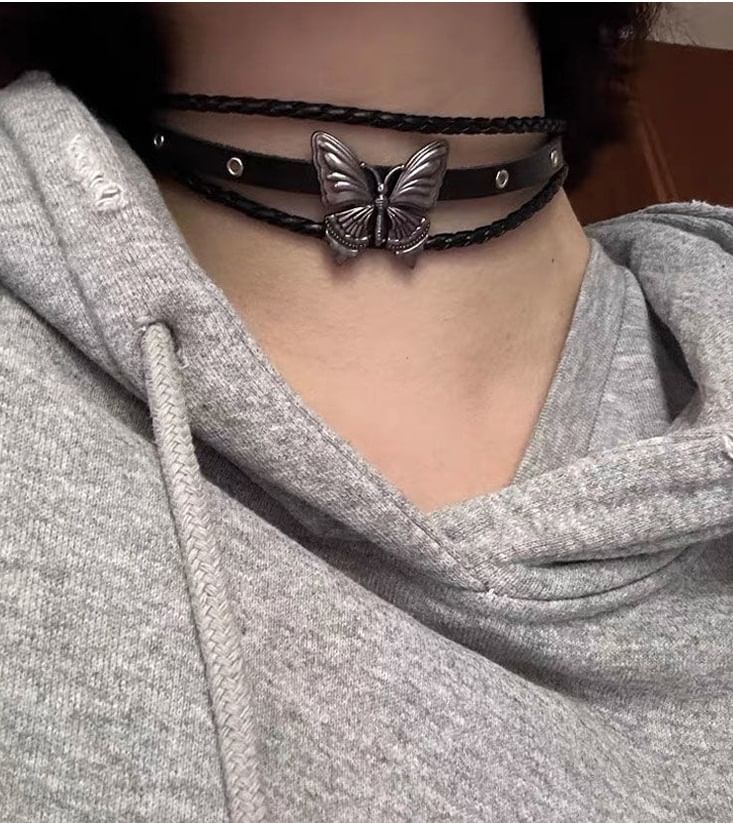 Lilafey - Vlinder gelaagde choker