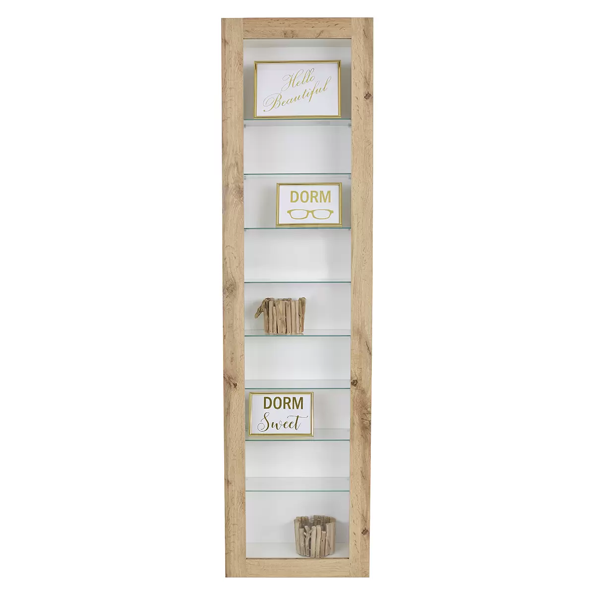 Hängevitrine Boni weiss,Eiche