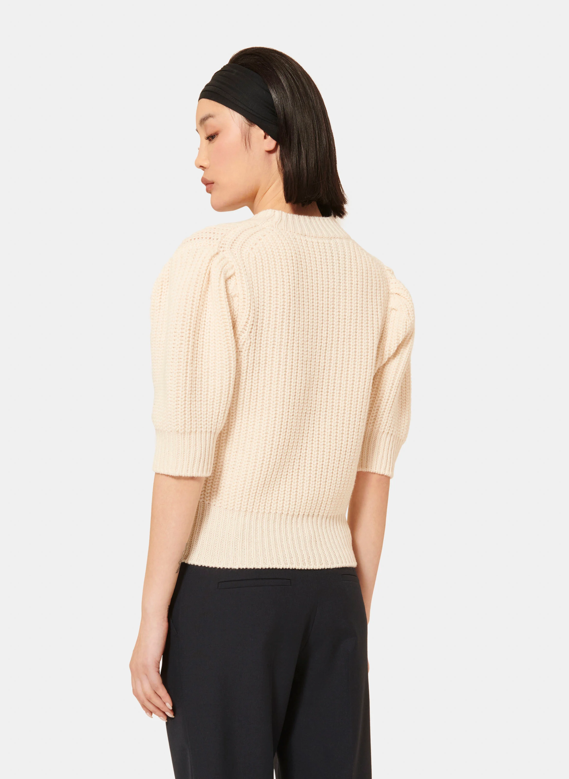 PSYCHE - Pull col rond en laine | Beige