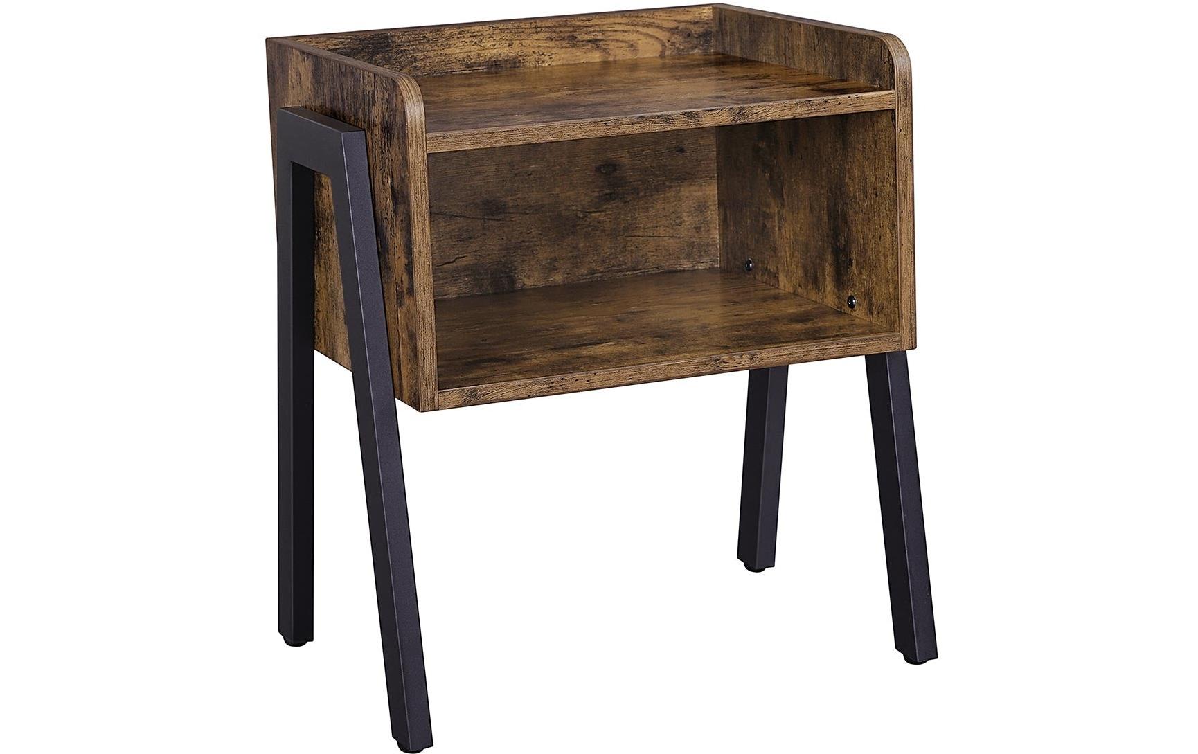 Beistelltisch mit offenem Fach 42 x 52 cm, Braun/SchwarzNachttisch in Holzoptik