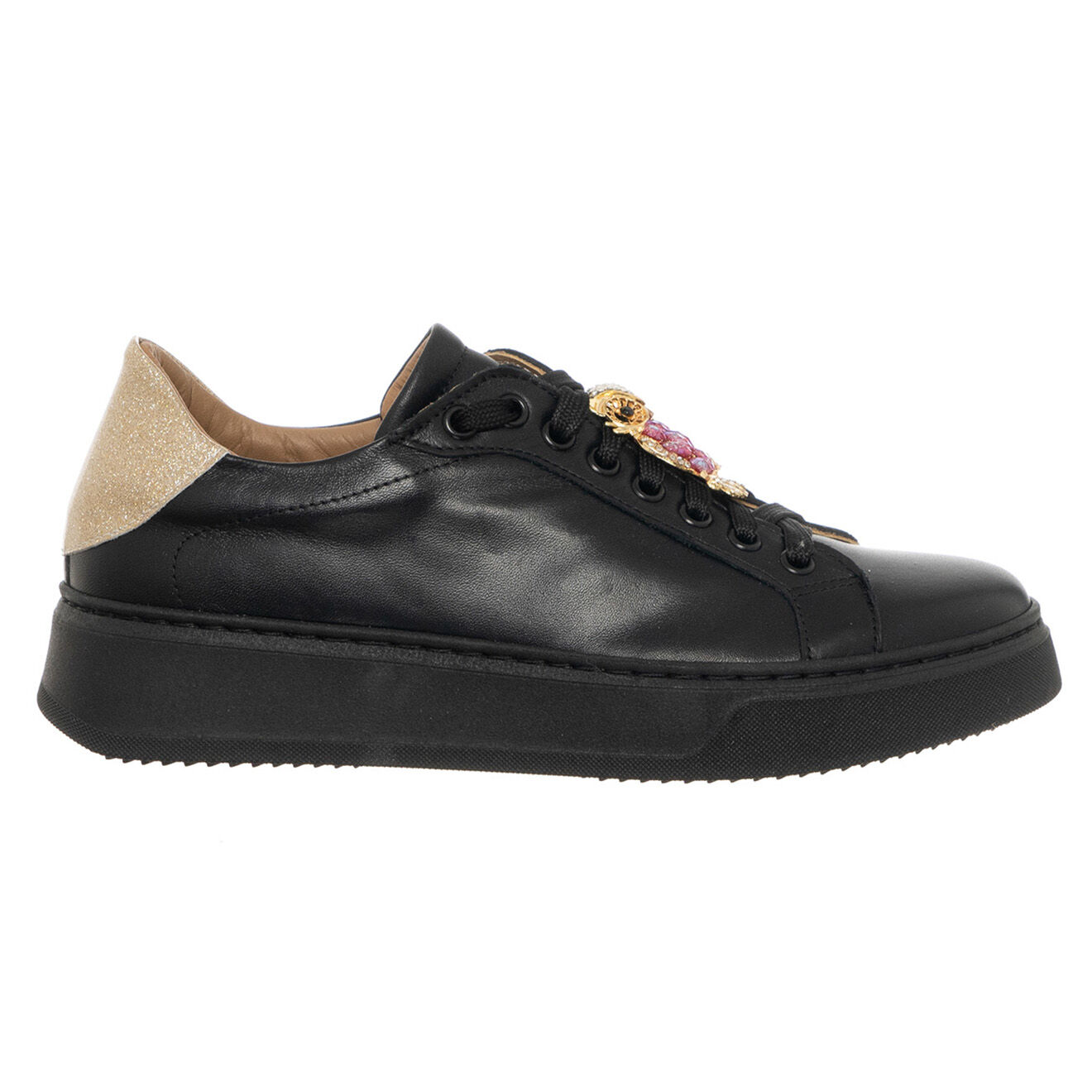 Loretta Pettinari Sneakers en Cuir Gufa noir/doré