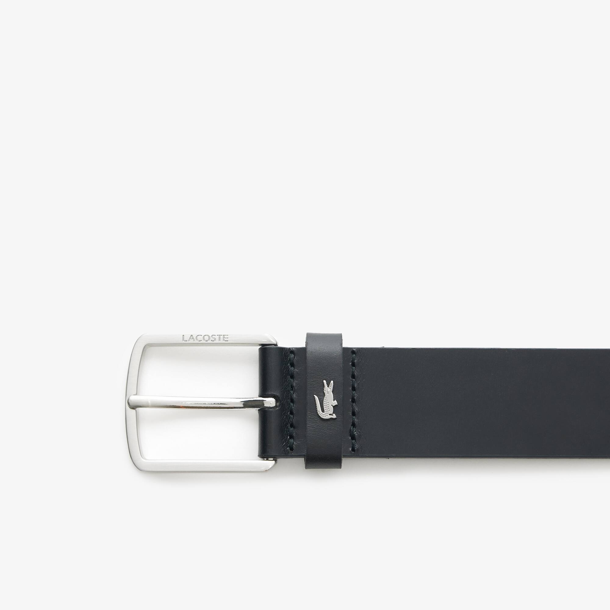 Ceinture en cuir lisse tannage végétal Ceintures - Noir - Lacoste - Homme
