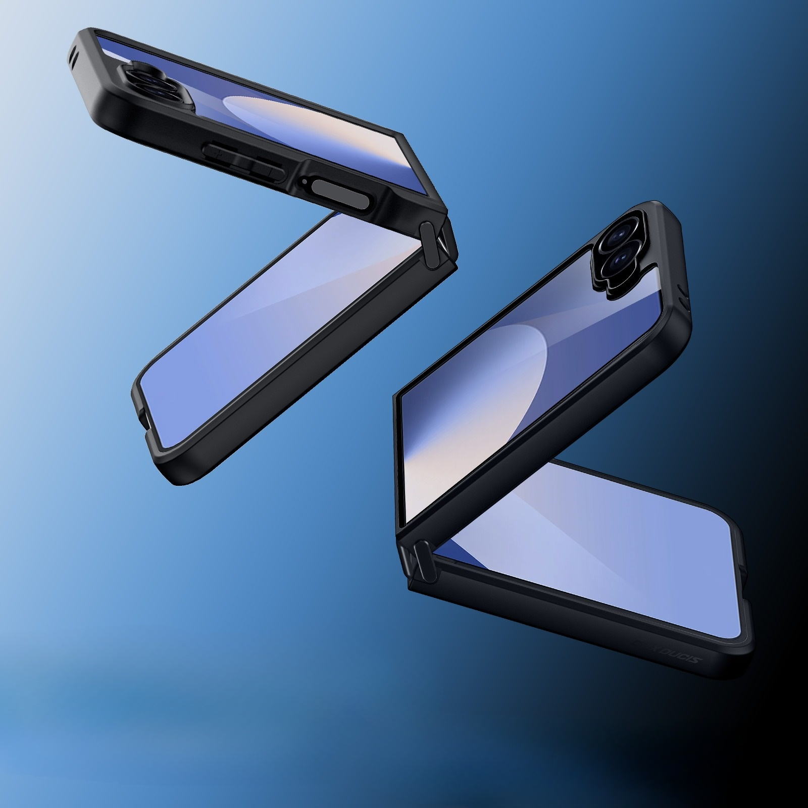 Samsung Galaxy Z Flip7 Hybrid Hardcase Hülle TPU Bumper   Kunststoff Rückseite mit Kameraschutz - Schwarz / Transparent