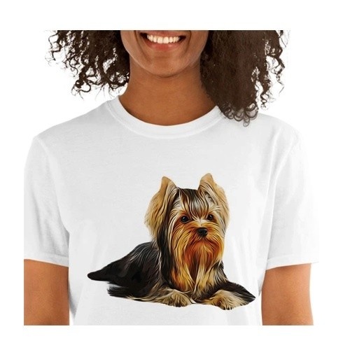 Camiseta feminina personalizada Mascochula com estampa do seu animal de estimação, branca