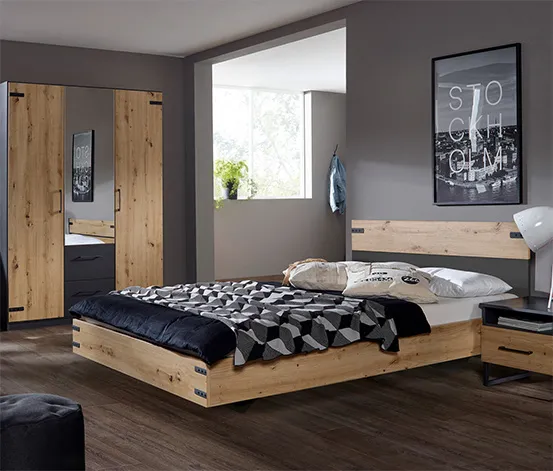 rauch Set »Butte«, groß – Bett 140 x 200 cm, Nachttisch und Schrank