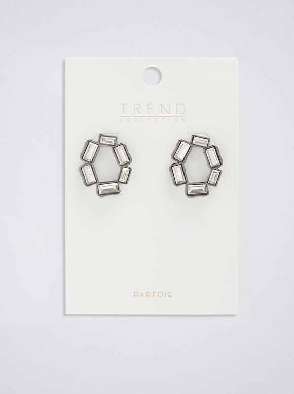 Pendientes Con Cristales - Negro
