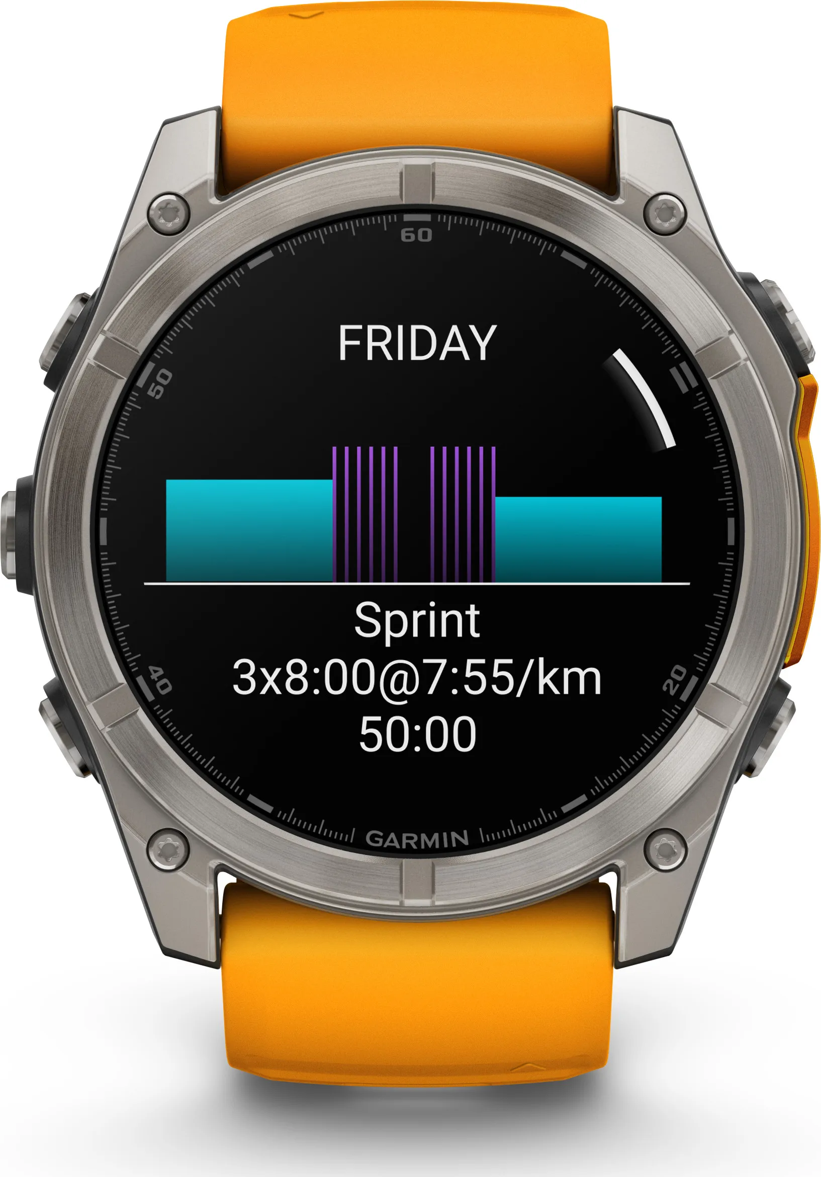 Garmin Fenix 8 Amoled 51mm, Sapphire Titanium - Spark Orange/Graphite Silicone Strap