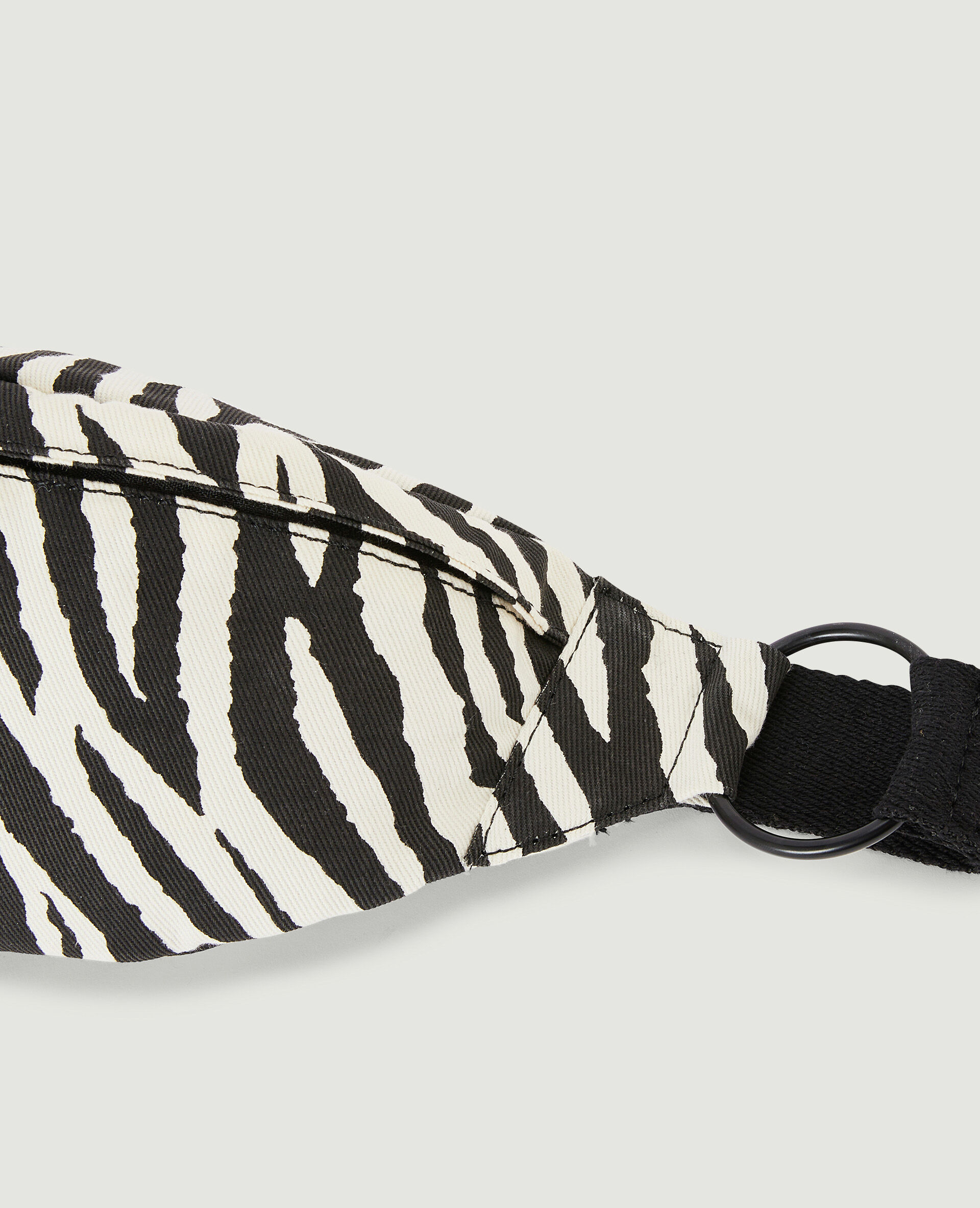 Sac banane avec anneau motif zèbre - Blanc
