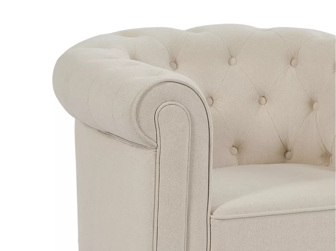Fauteuil en tissu beige CHESTERFIELD