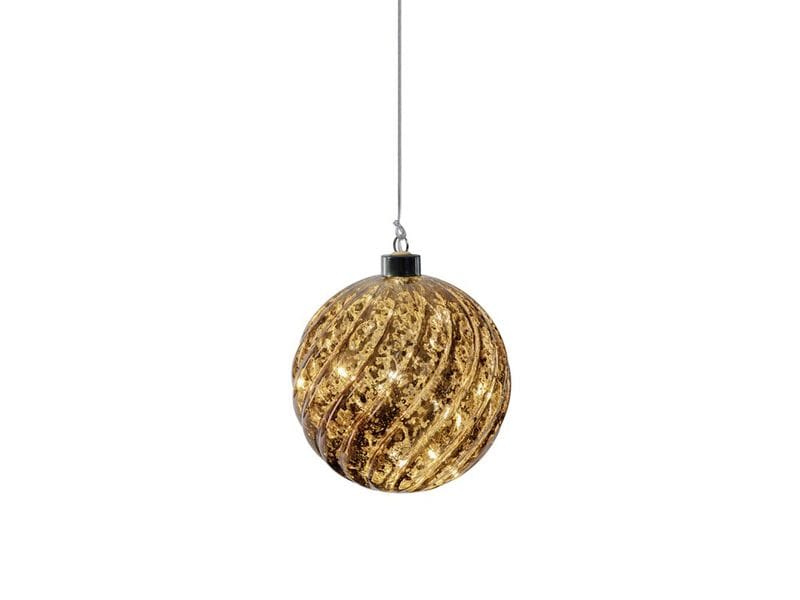 STT Glass ball brown, 12 cm Warmweiss LED Dekoration