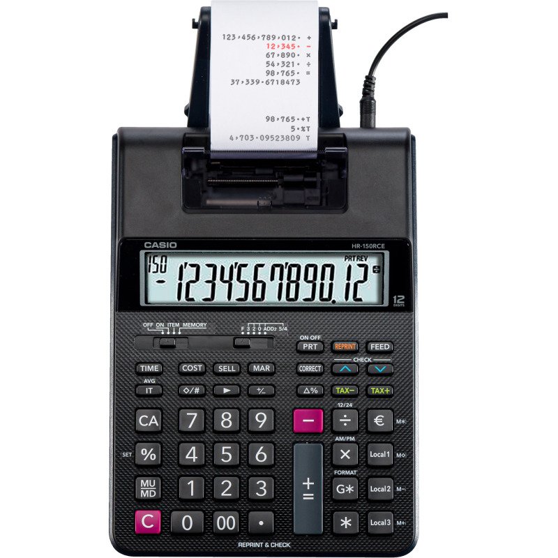 Calculatrice Casio imprimante HR-150RCE + adaptateur secteur
