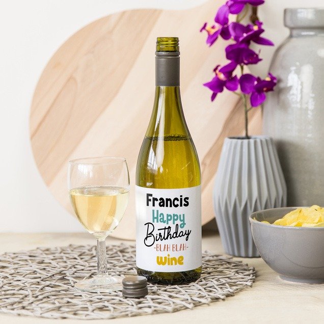Duc de la Foret | Chardonnay | Happy Birthday met naam | 750 ml