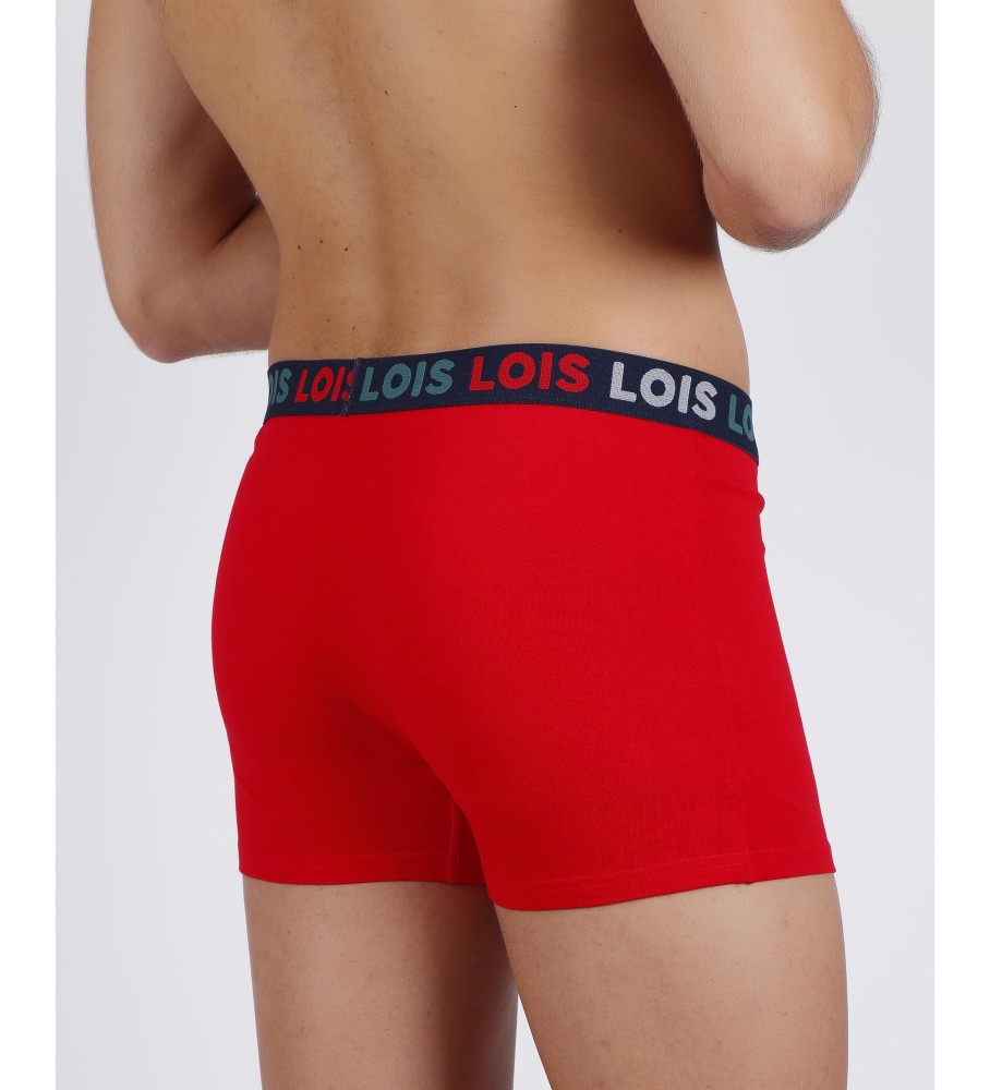 Caixa de metal vermelha para presente de cuecas/boxers Lois