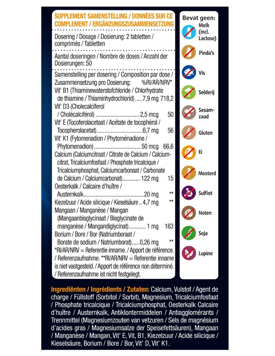 Oesterkalk Calcium Vitamine D3 & K 100 tabletten