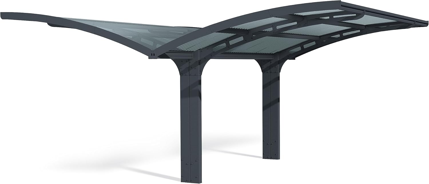 Canopia by Palram Carport Bausatz Arizona Wave 495 x 578cm Doppelcarport Polycarbonat in Anthrazit für PKW aus rostfreiem Aluminium