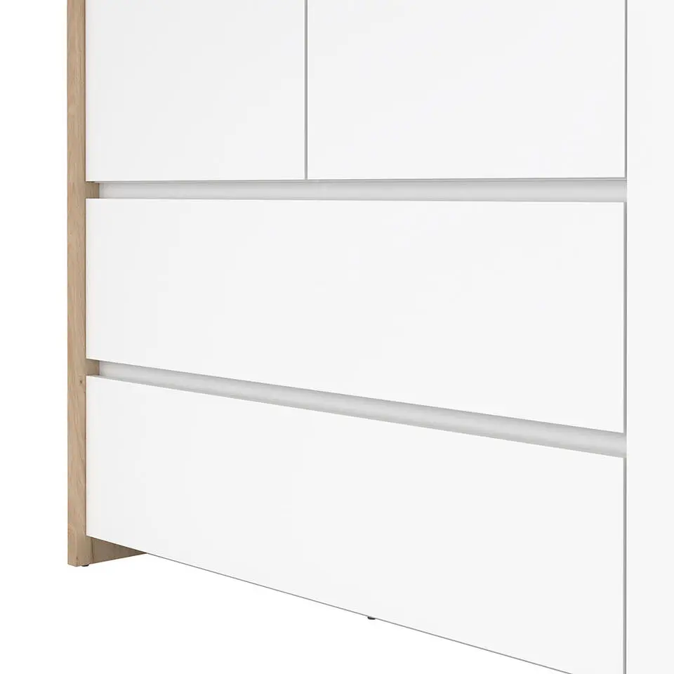 Hioshop Next kledingkast 3 deuren 2 lades 149x200cm hoogglans wit