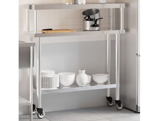 VIDAXL - Mobilier de cuisine Table de travail de cuisine avec étagère 110x30x120 cm inox
