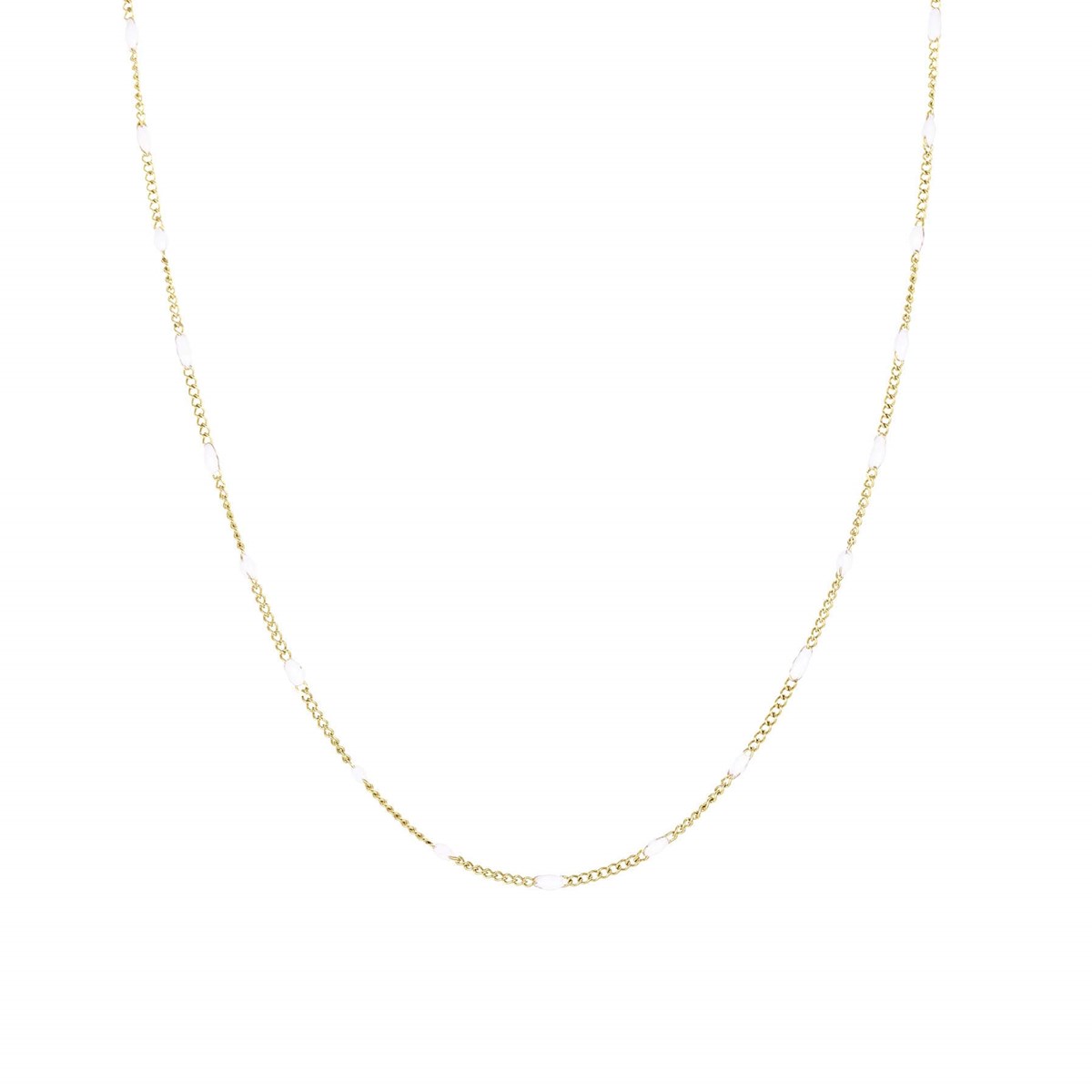 Collier Rosaire blanc acier doré or