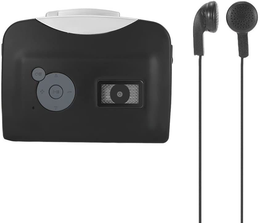Standalone Kassetten MP3 Konverter Kassettenspieler mit USB Recorder und 3.5mm Kopfhörer Klinke (Batteriebetrieben) - Schwarz / Silber