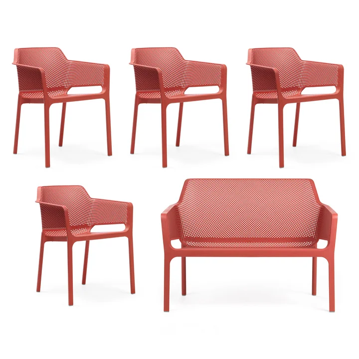 Nardi - Net Bank   4x Net Armlehnstuhl, koralle