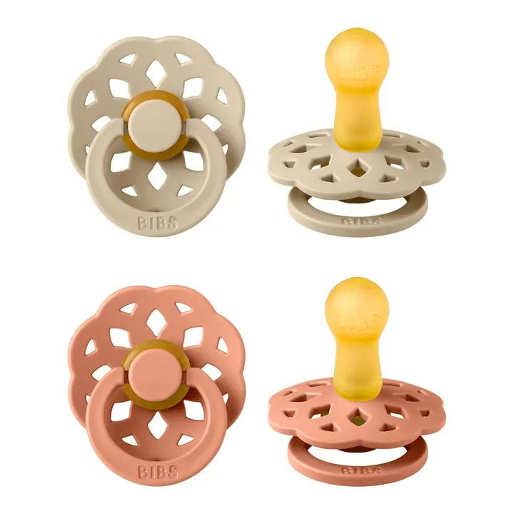 Bibs Tétines en caoutchouc naturel Bohème - Set de 2 | Rose pêche