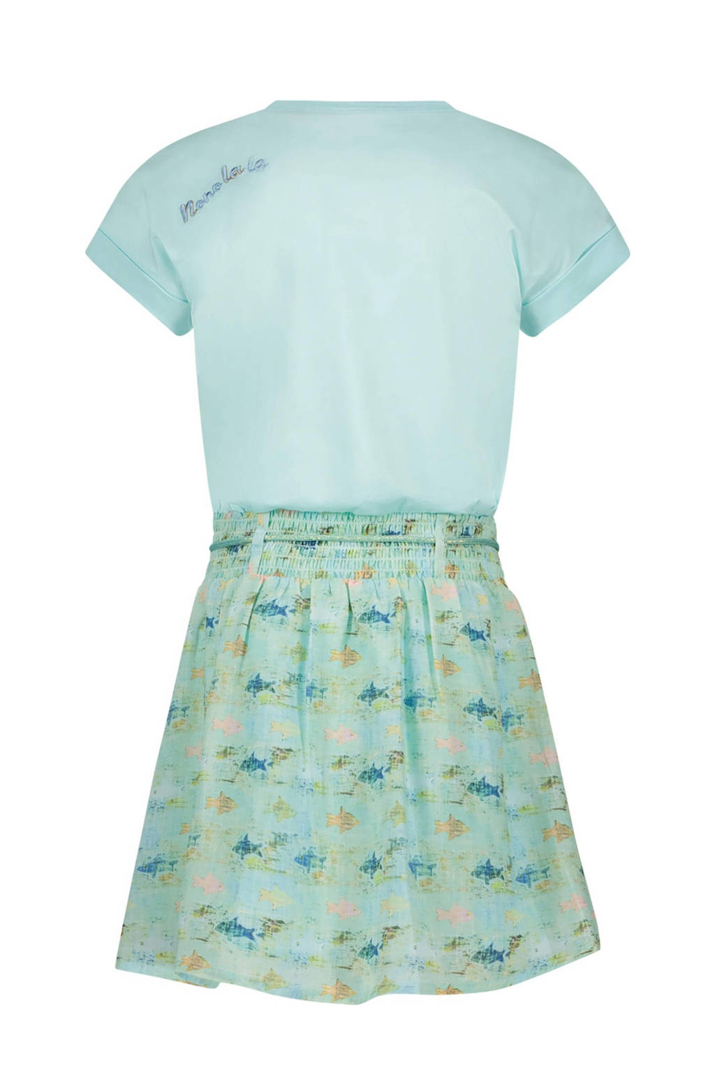 NONO jurk Mira met all over print mintgroen