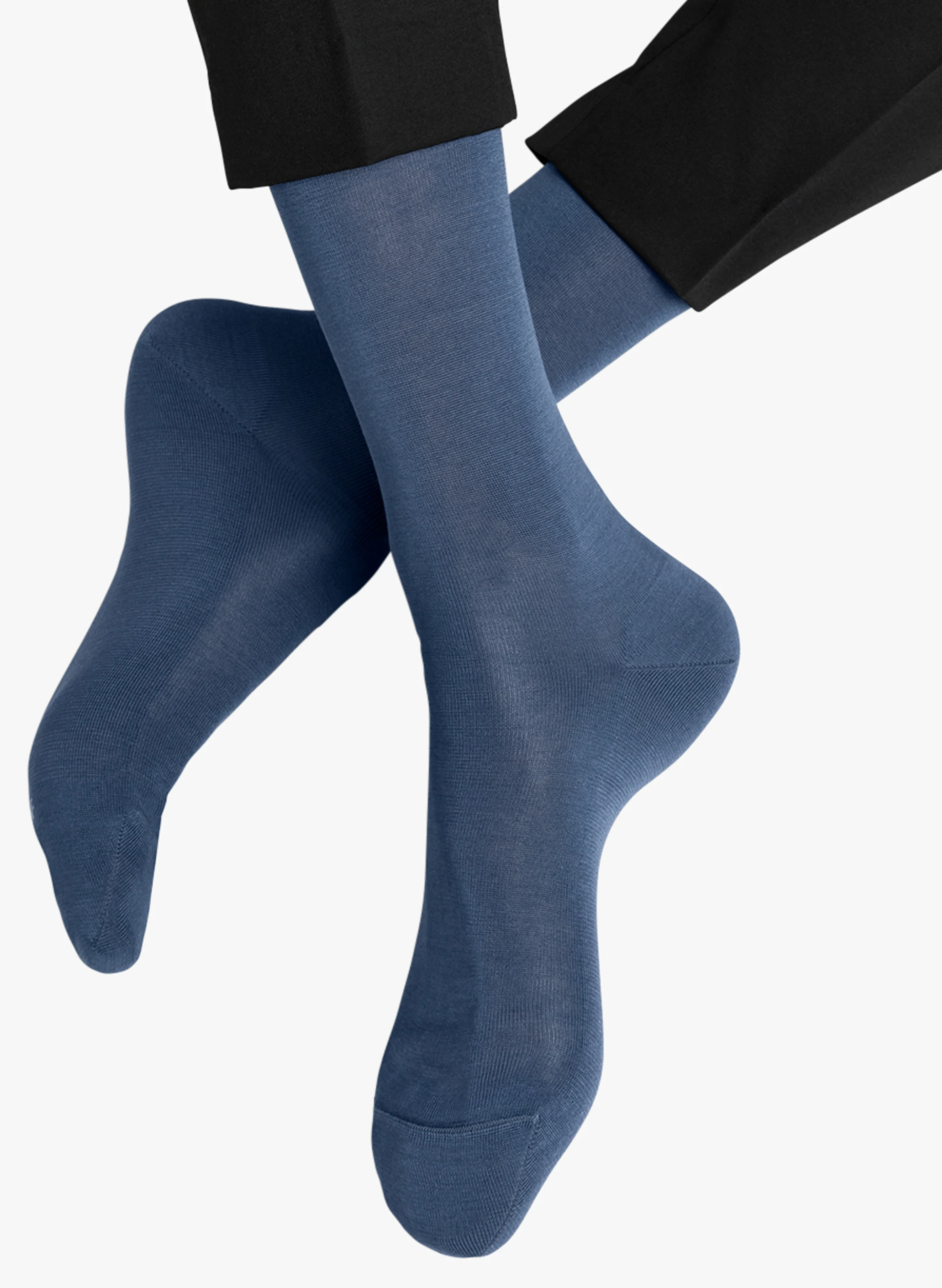 Chaussettes à bords-côtes en coton | Bleu