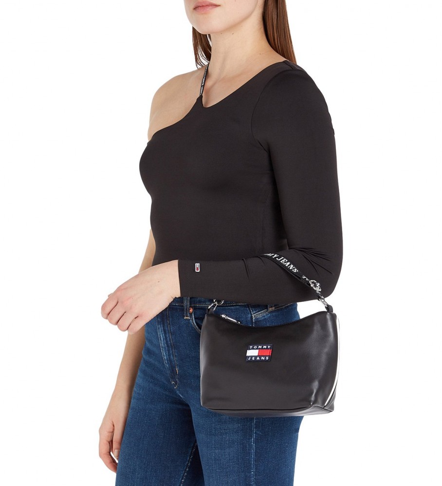 Bolsa de ombro Tommy Jeans Heritage na cor preta